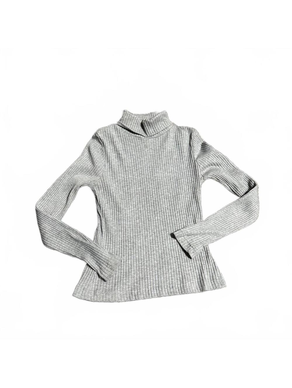 Y2K Gray Mock Neck Ribbed Long Sleeve Shirt Angels Brand Size L - Picture 1 of 3